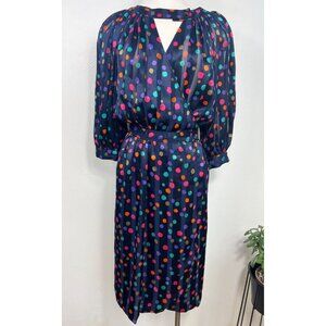 Vintage Ted Lapidus Paris Women's Blue Polka Dot‎ Dress
